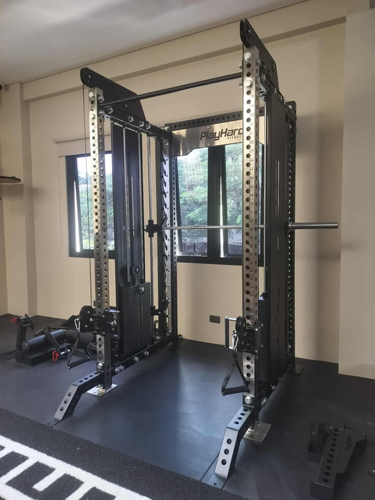 PlayHard Complete Functional Power Rack (Smith Machine and Cable System)