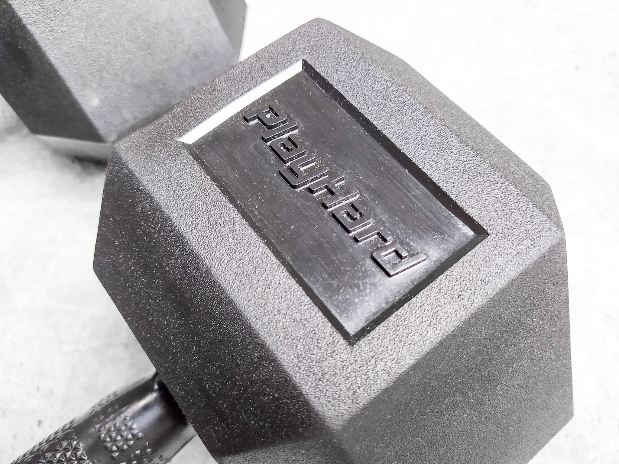 PlayHard Full Rubber Coated Hex Dumbbells (Black Handles) 5 LBS to 100 LBS - PAIR