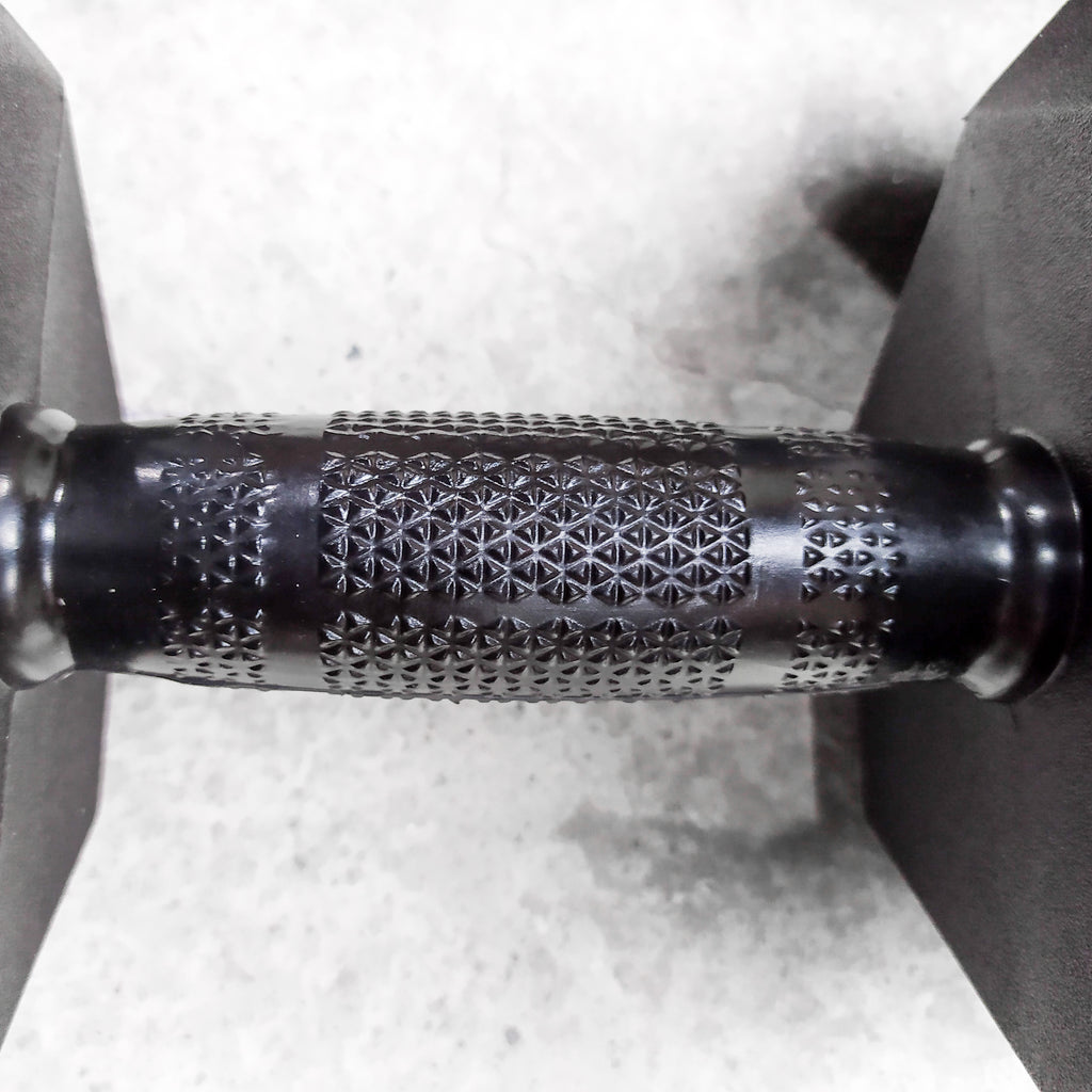 PlayHard Full Rubber Coated Hex Dumbbells (Black Handles) 5 LBS to 100 LBS - PAIR