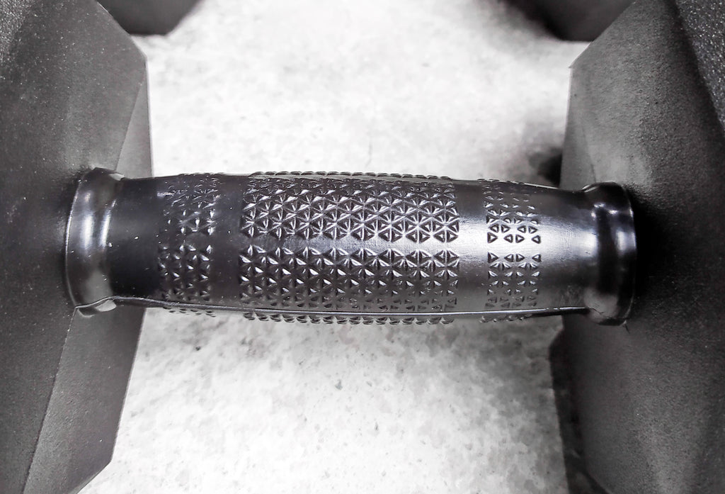 PlayHard Full Rubber Coated Hex Dumbbells (Black Handles) 5 LBS to 100 LBS - PAIR